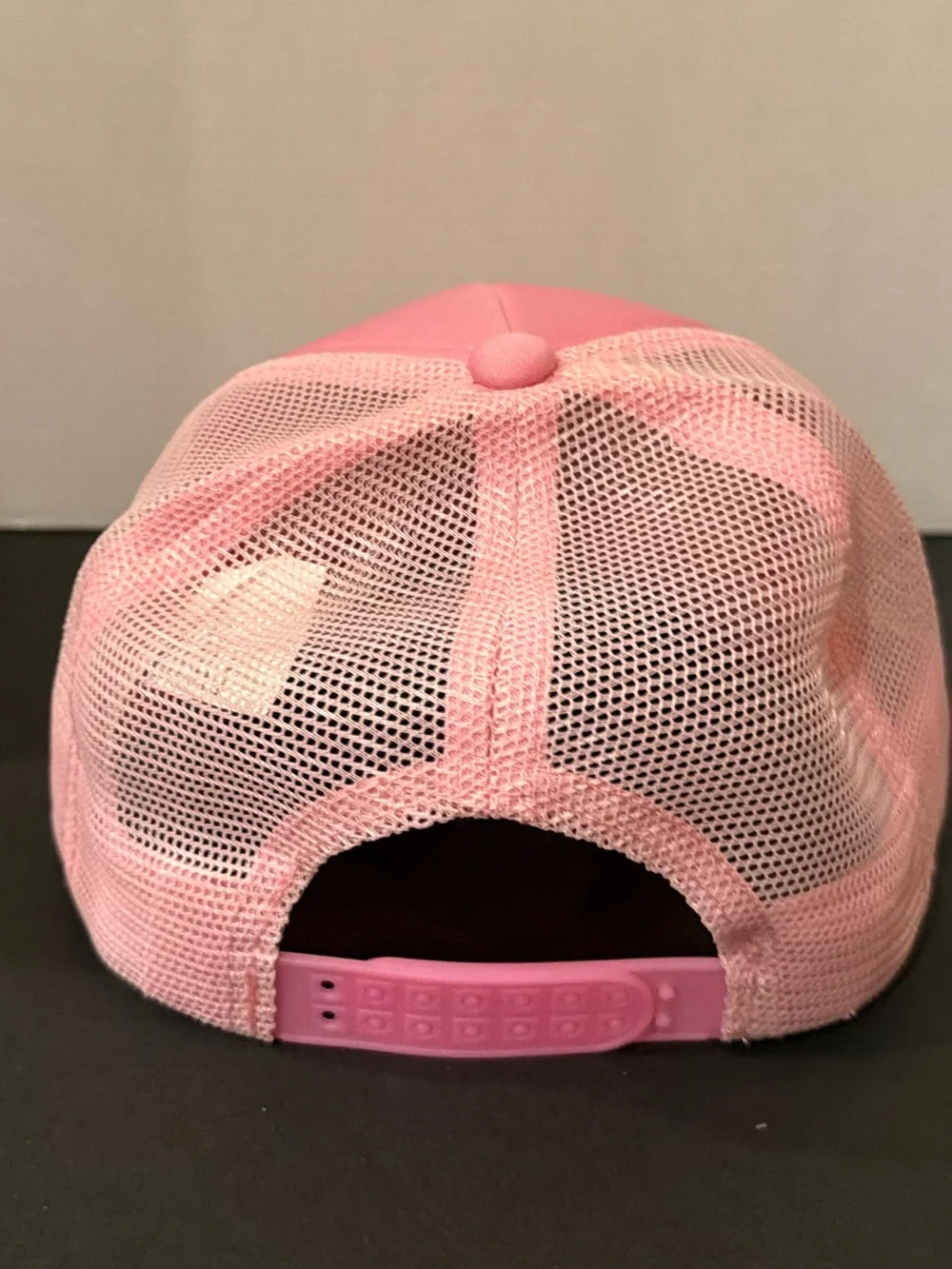 Pink Trucker Hat with Floral Psalm 23:3 Patch. Custom & new